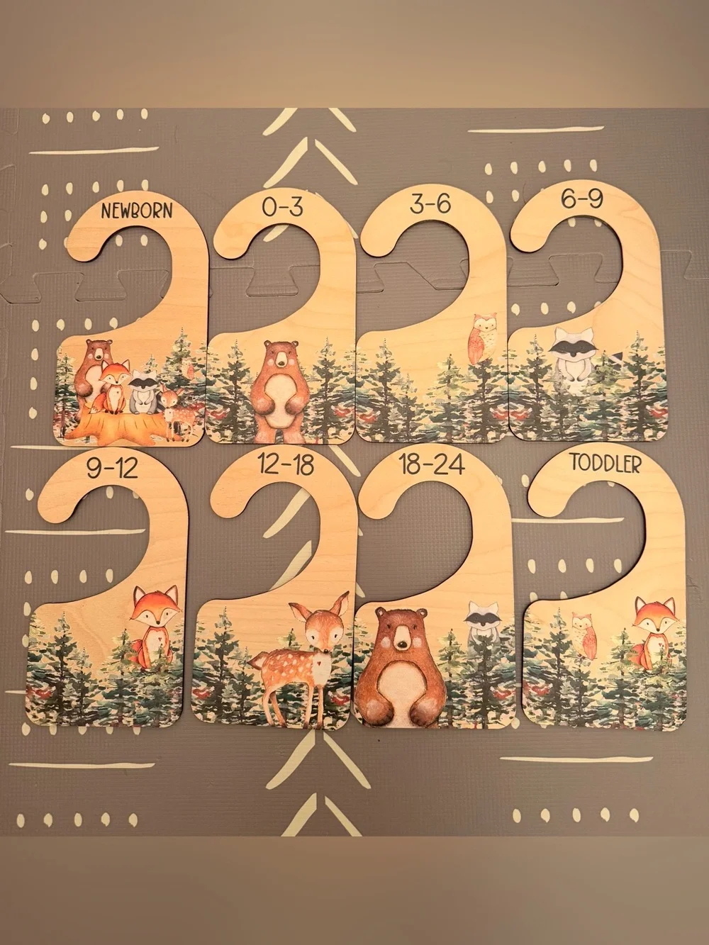 Woodland Baby Closet Dividers Wooden Nursery Closet Organizer Newborn Toddler 8p